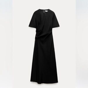 Zara SIDE DRAPED COTTON LINEN DRESS/ ZW COLLECTION